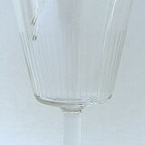 Suite of six art-deco glasses with red wine in modernist shape in cut crystal