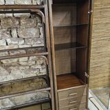 Set 1970 vintage bamboo display case plus shelf