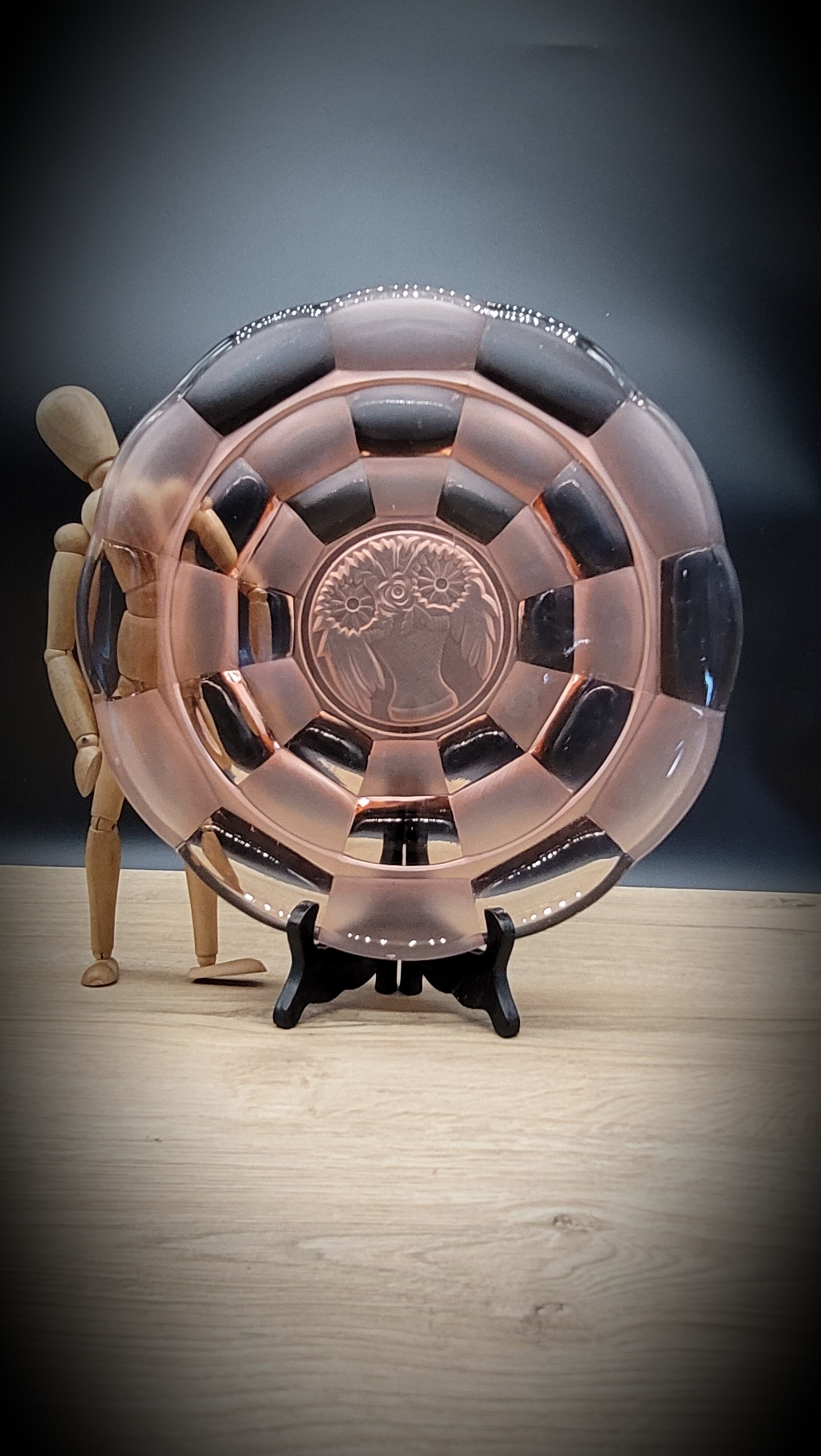 Pink glass dish 3 sunflowers