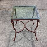 Table basse en fer et verre français - Table de cocktail - Table de salon - Années 80