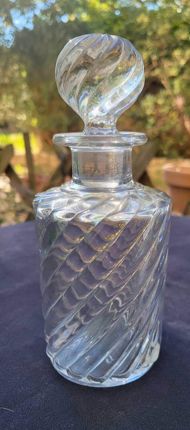 Large bamboo crystal bottle by Baccarat