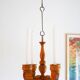 Rustic wooden pendant chandelier candleholder from Smålandsslöjd, Sweden, 1975