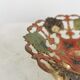 Vintage Brass Pedestal Bowl: Floral Motif, Red Blue Green Painted