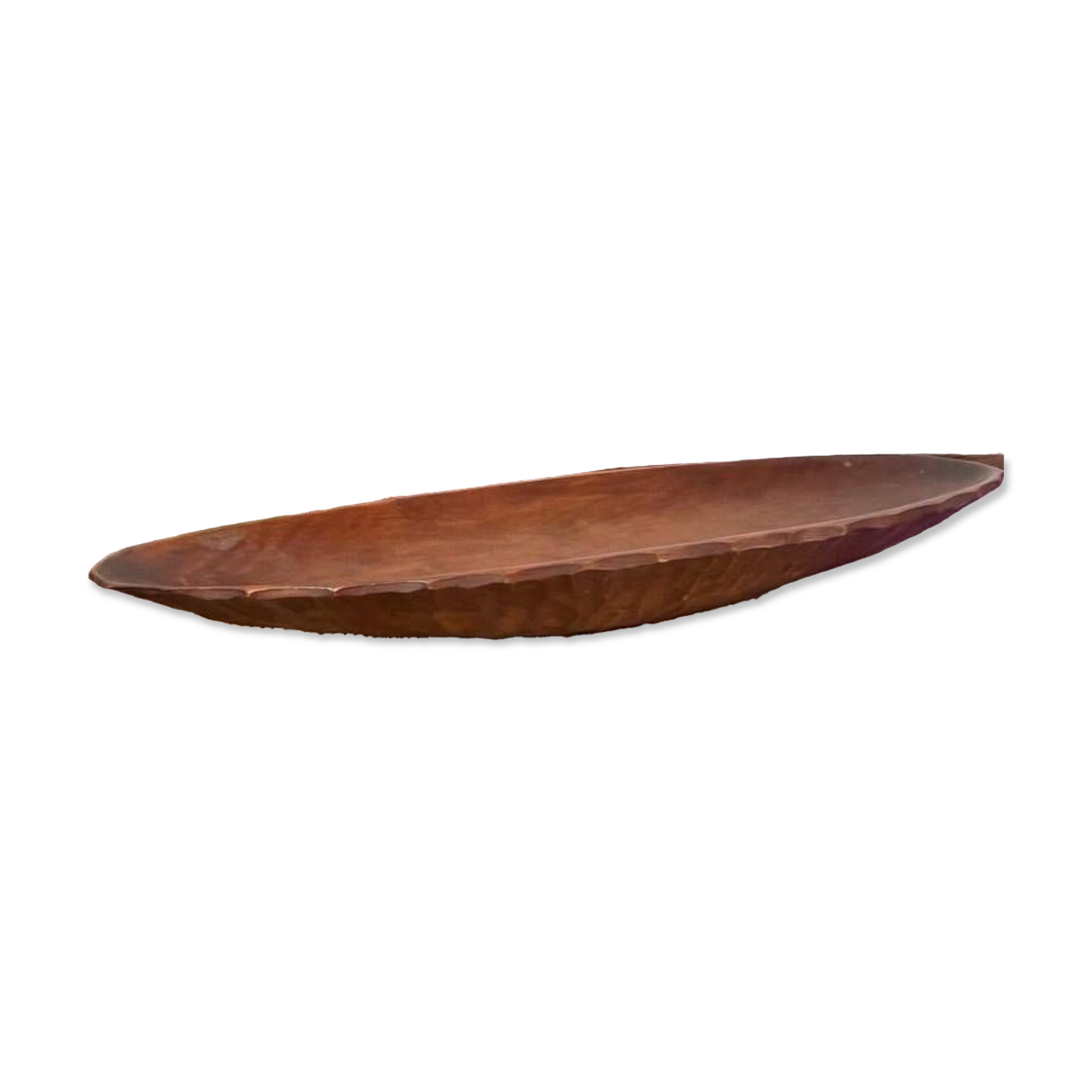 Oval hammered wooden dish