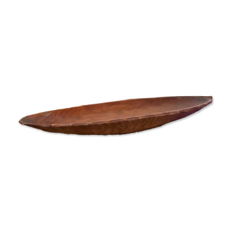 Oval hammered wooden dish
