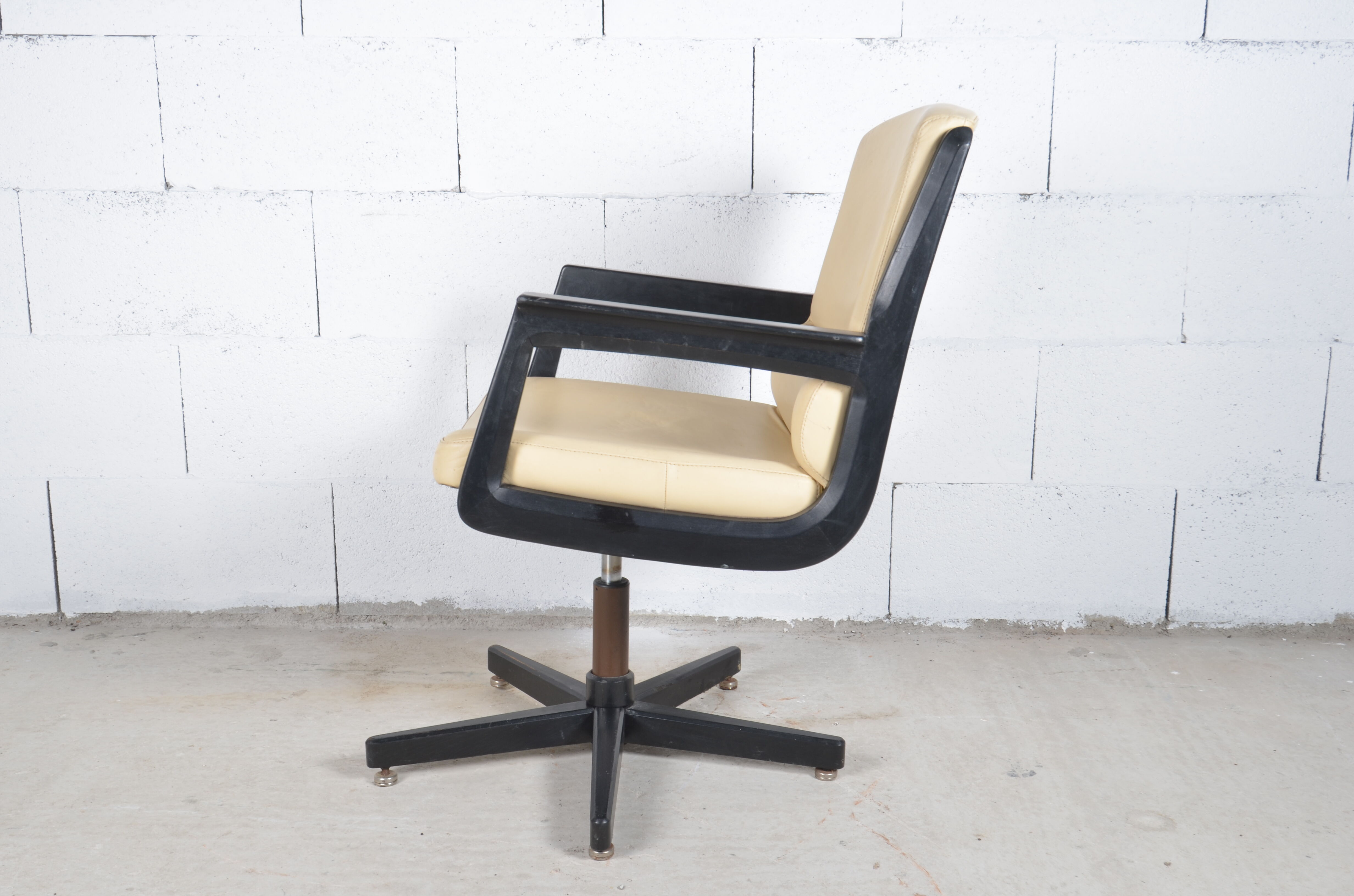 Leather and wood office chair