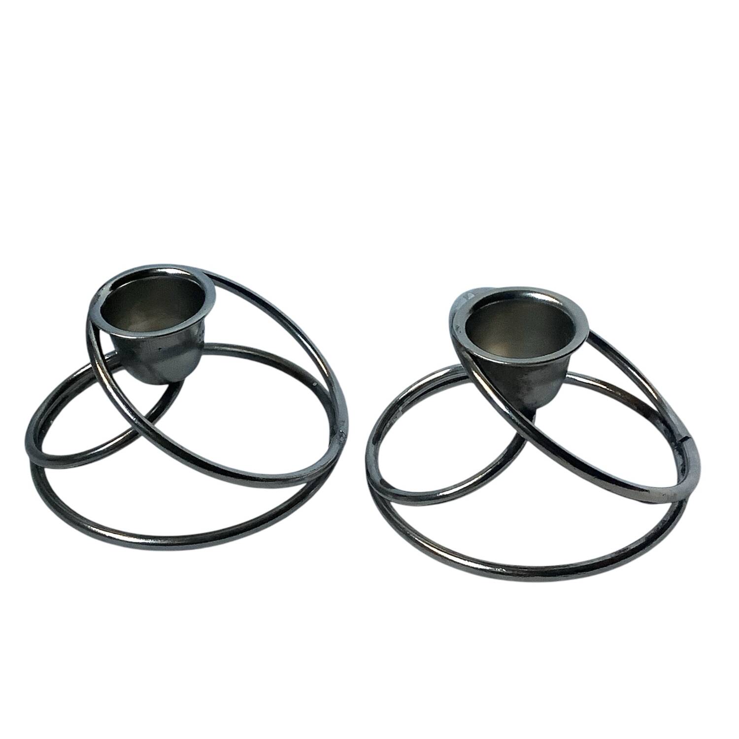 ✨Pair of designer silver metal candlesticks - Hallmarked DPR ✨