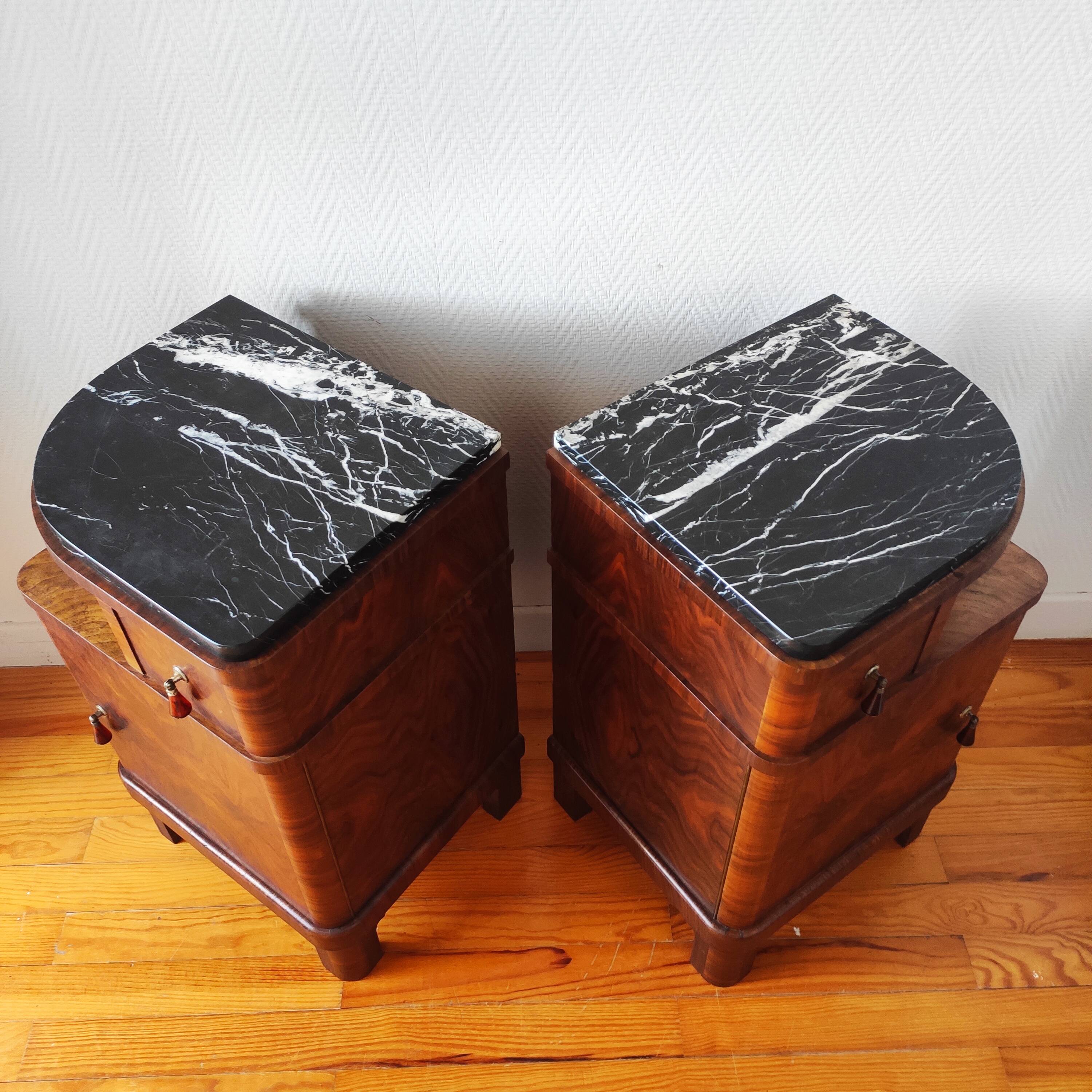 Pair of art deco bedside tables