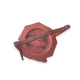 Chinese folding pedestal table in red lacquered wood