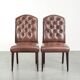Set of 2 cognac-coloured vintage cow leather chesterfield dining chairs