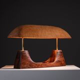 Lampe de bureau de direction rare en bois massif