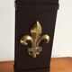 Matchbox holder (xxl) for steel and brass fireplace (fleur de lys) - vintage