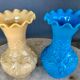 Paire de vases opaline de foire début XX