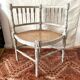 Fauteuil coin de cheminée XIXe , bois et cannage