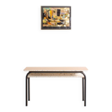 Children's metal desk completely redesigned with terrazzo imitation and a beech top