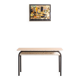 Bureau d'enfant en métal entièrement relooké avec une imitation terrazzo et un plateau en hêtre