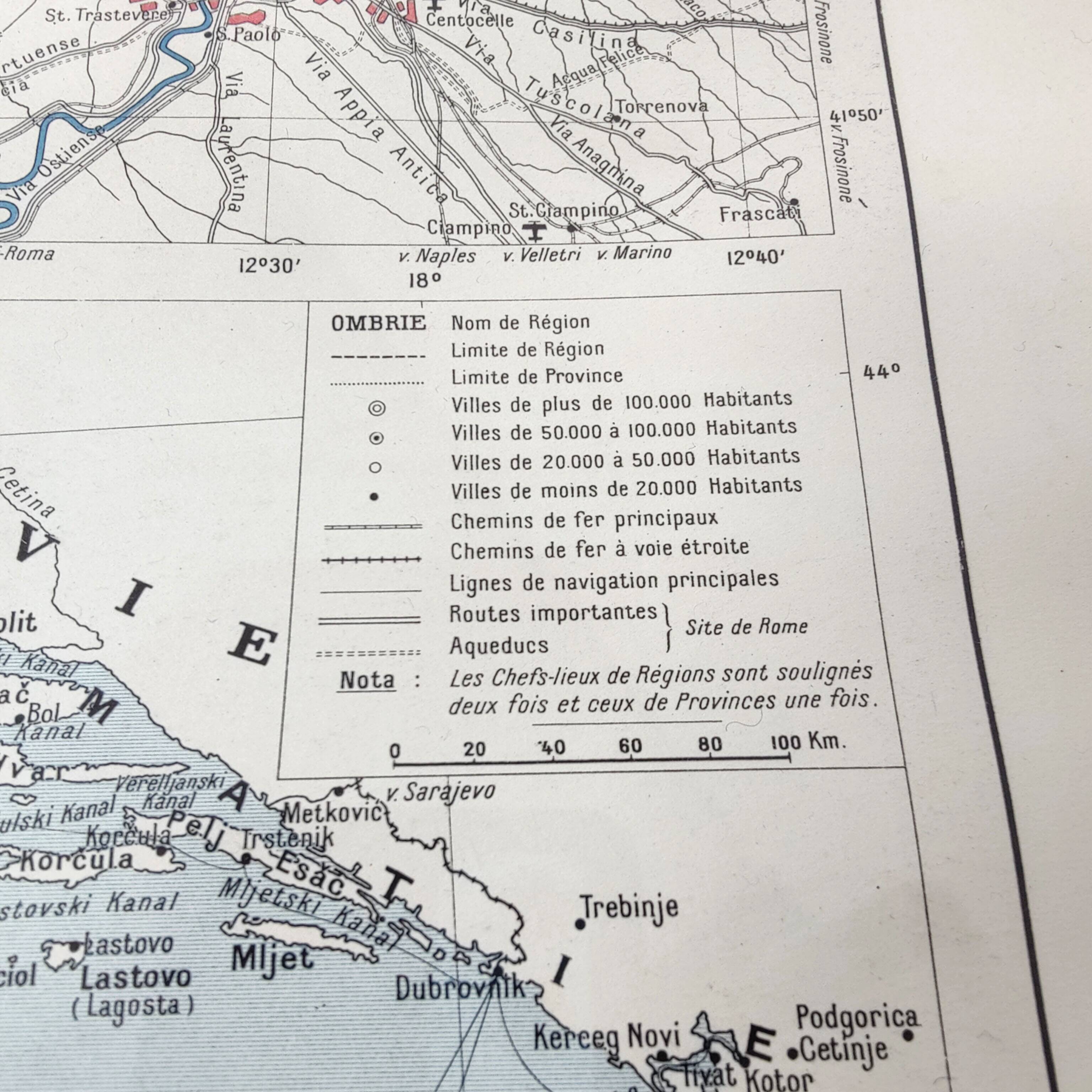 Illustrated Italy Europe map 43x43cm vintage from 1950