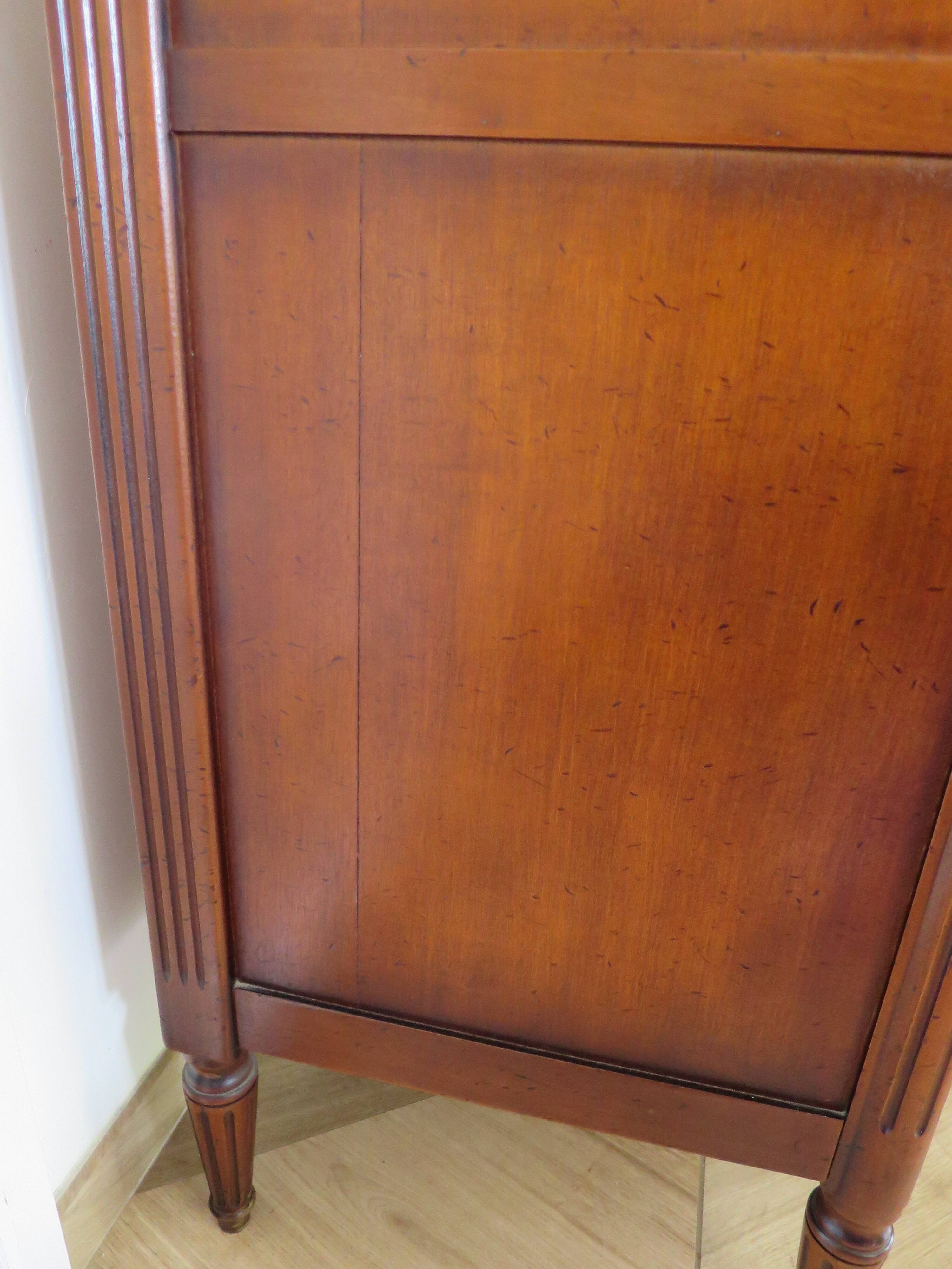 Louis XVI-style sideboard - 1 drawer - fluted legs - mahogany - solid wood