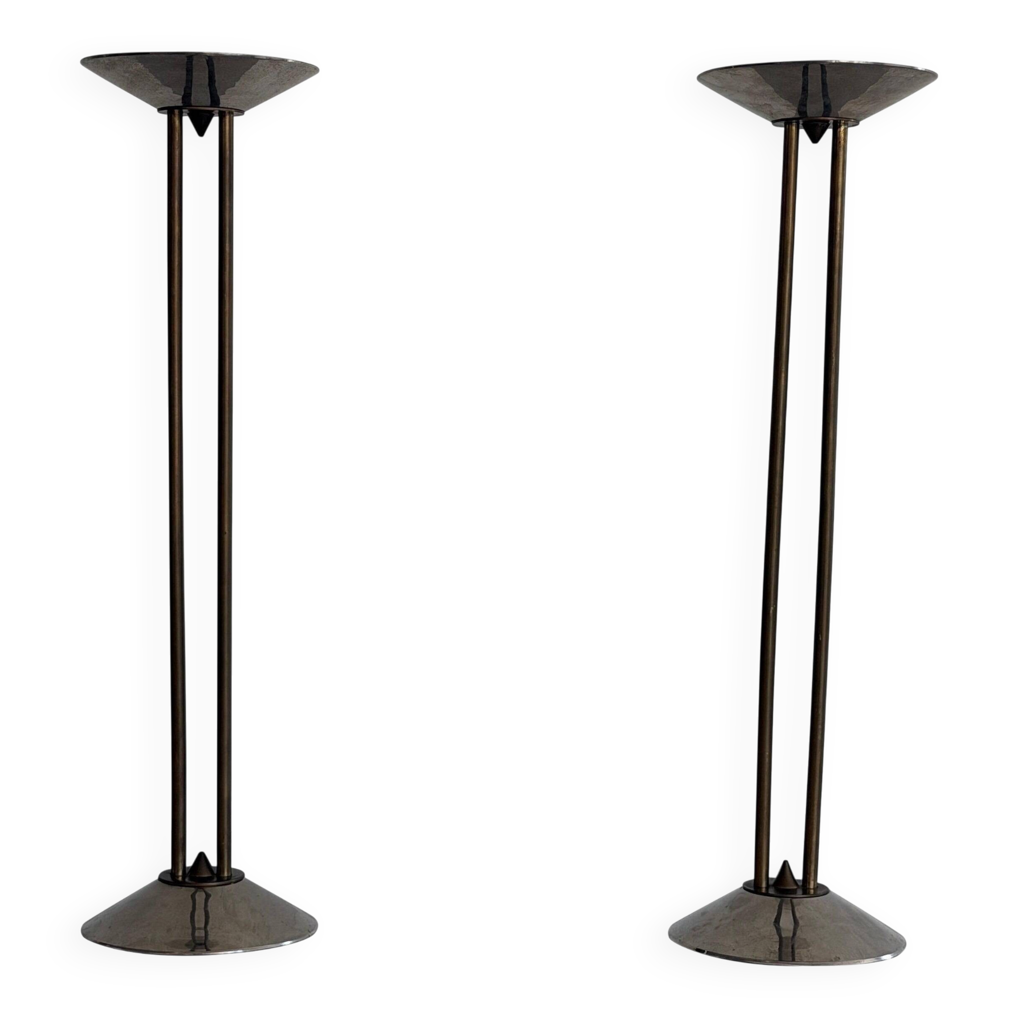Pair of metal and brass candlesticks, 1960s, Germany