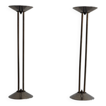 Pair of metal and brass candlesticks, 1960s, Germany