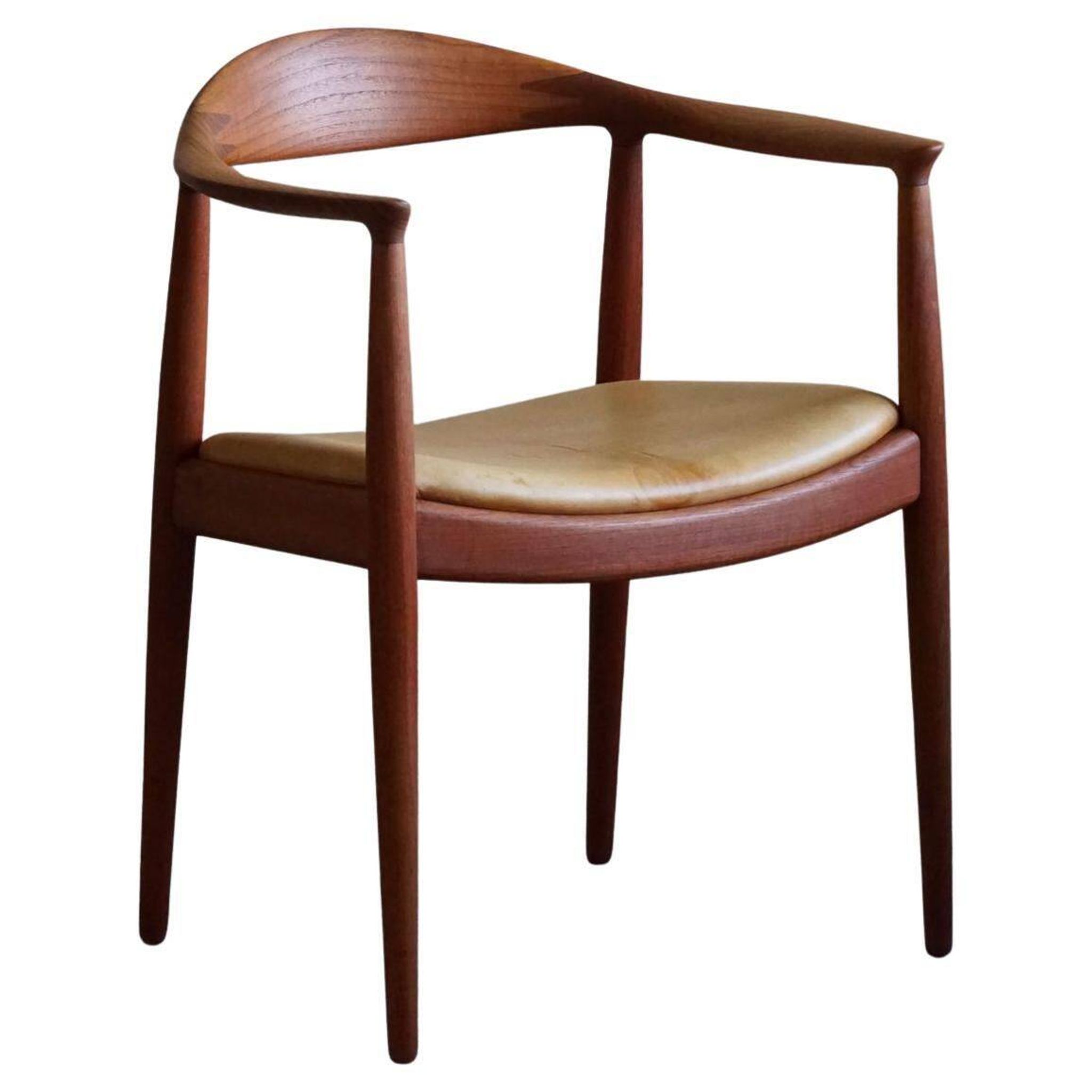Hans J. Wegner, Teak and leather armchair, model "The Chair" JH501, 1950s