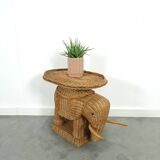 Rattan elephant table vintage side table
