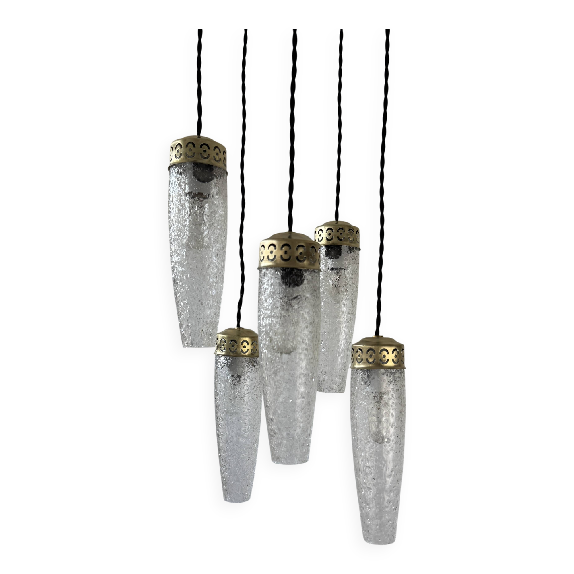 Old vintage 5-light cascade chandelier