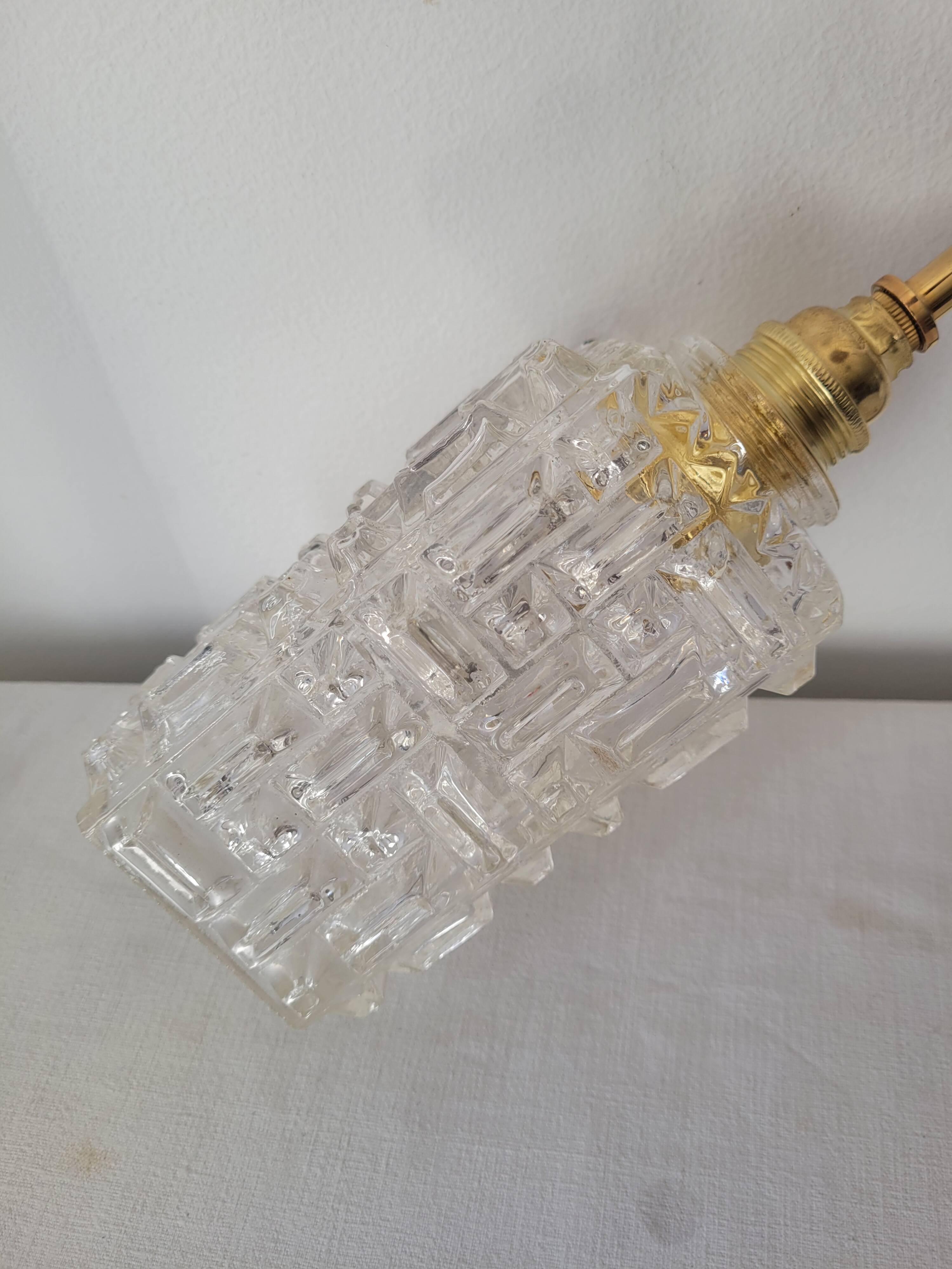 Wall lamp in glass, brass and porcelain