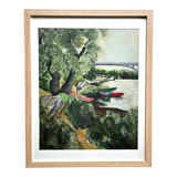 Été sur La Marne, huile sur carton, M. Tassart 1964