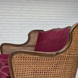 1950s, Danish 3-seater sofa, furniture velour, ash wood, mesh.
