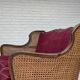 1950s, Danish 3-seater sofa, furniture velour, ash wood, mesh.