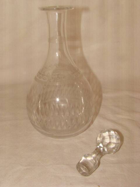 engraved crystal liqueur carafe from the late 19th century