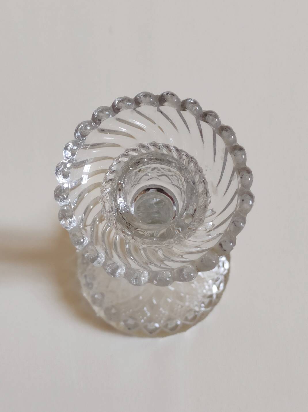 Large molded glass candle holder