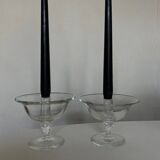 Pair of 19th century Medici glass candlesticks with button feet