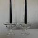Pair of 19th century Medici glass candlesticks with button feet