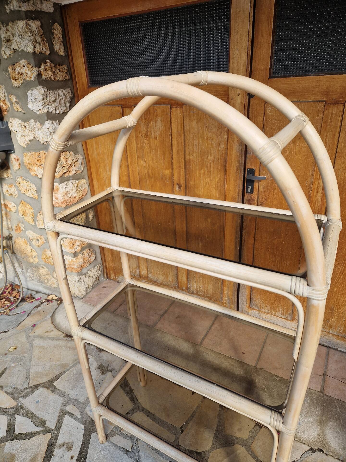 Vintage rattan shelf height