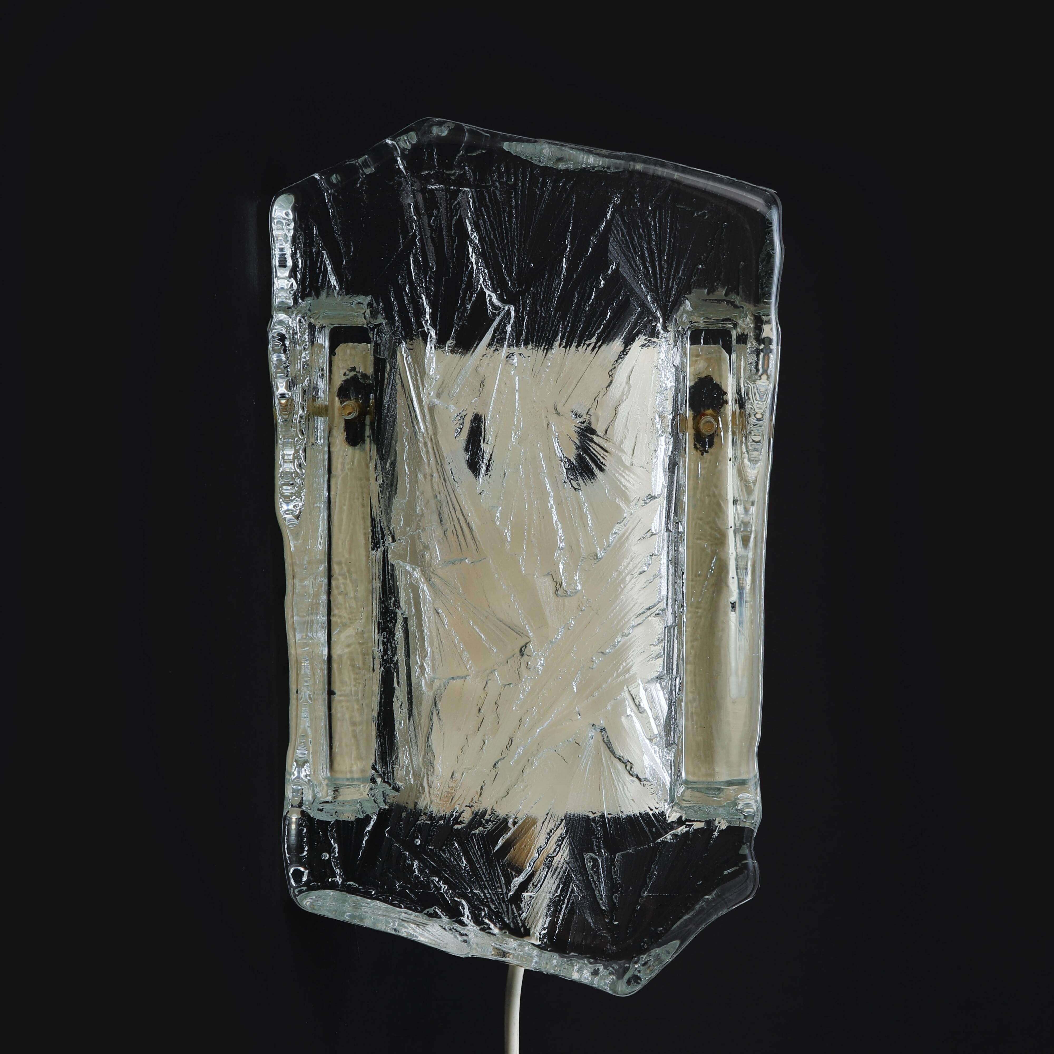 Wall lamps model "ice" marked nafa 484, nybro armaturfabrik, 1960s.