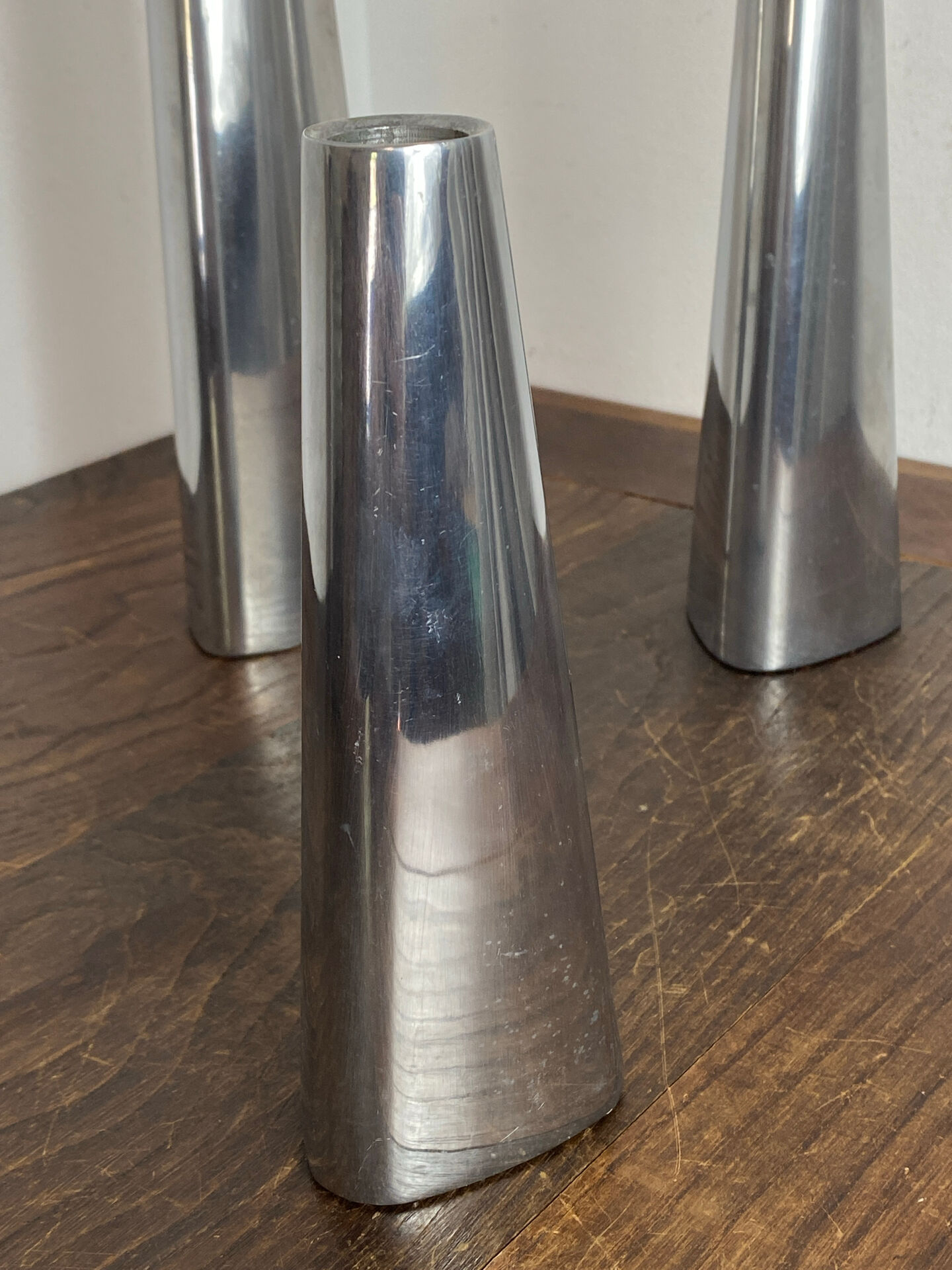 Polished aluminium candle holders, Ehlen Johansson