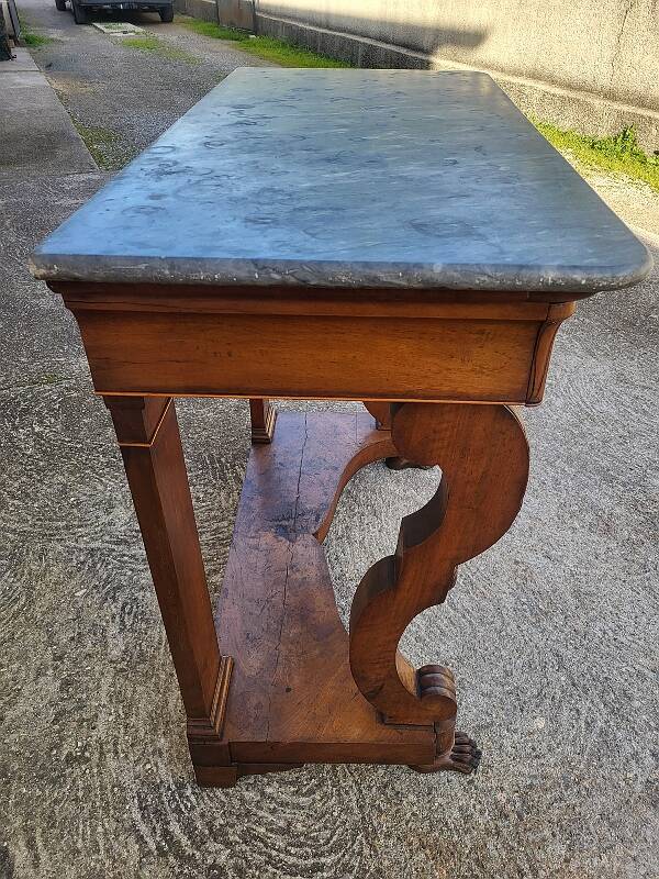 Empire restauration console with marble top in walnut from the 19th century