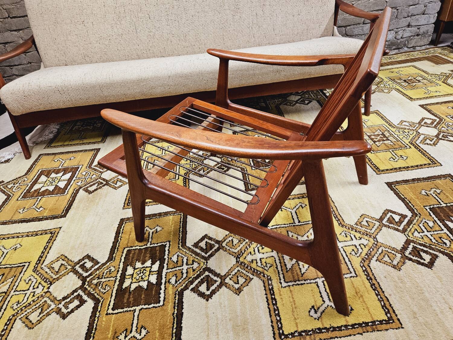 Danish teak Scandinavian sofa armchair set 1960