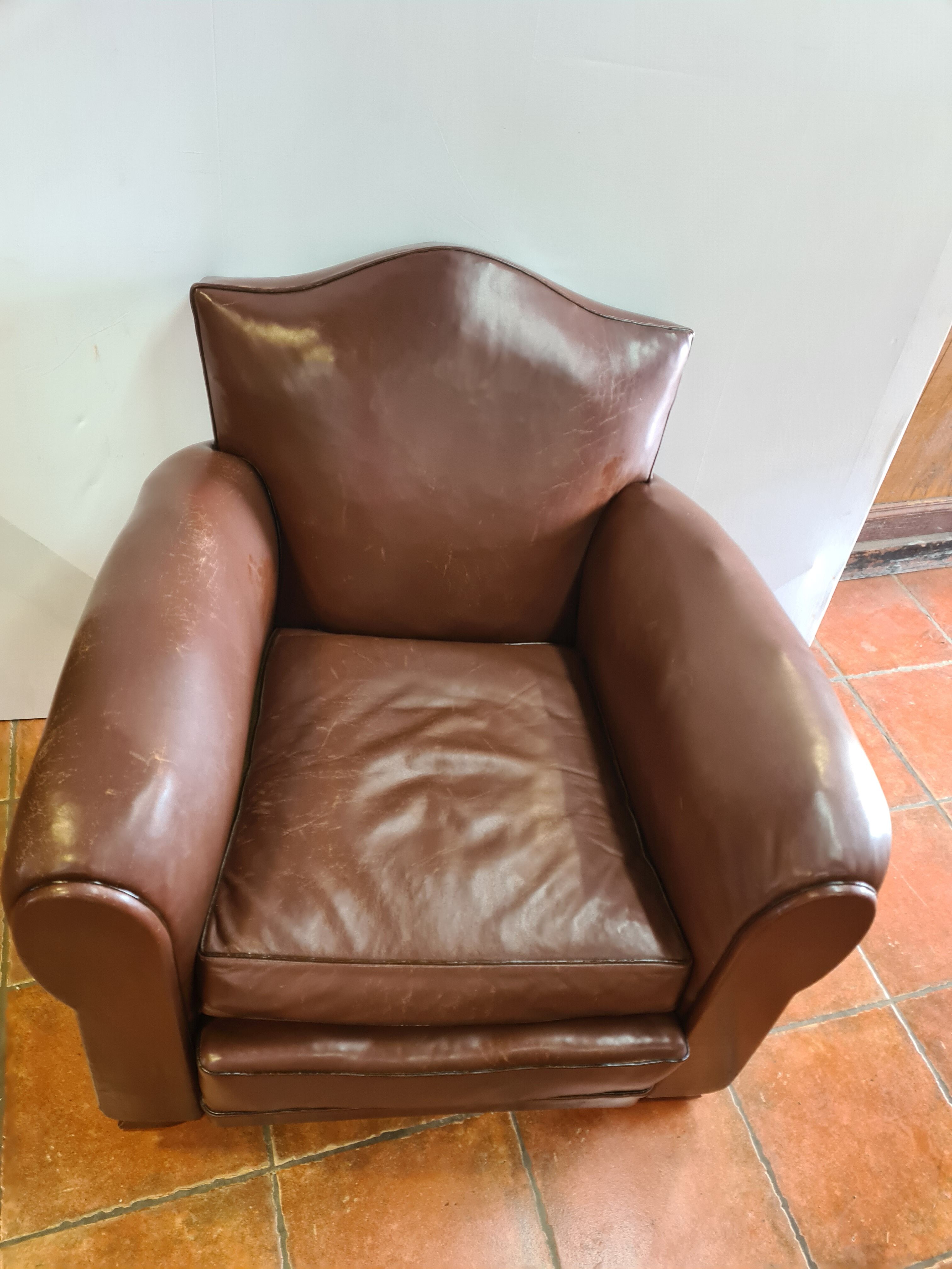 Fauteuil club vintage  en cuir