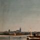 Oil on canvas riverside late 19th century monogram AT