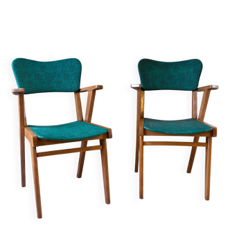 Pair of green bridge chairs from the 50s/60s.