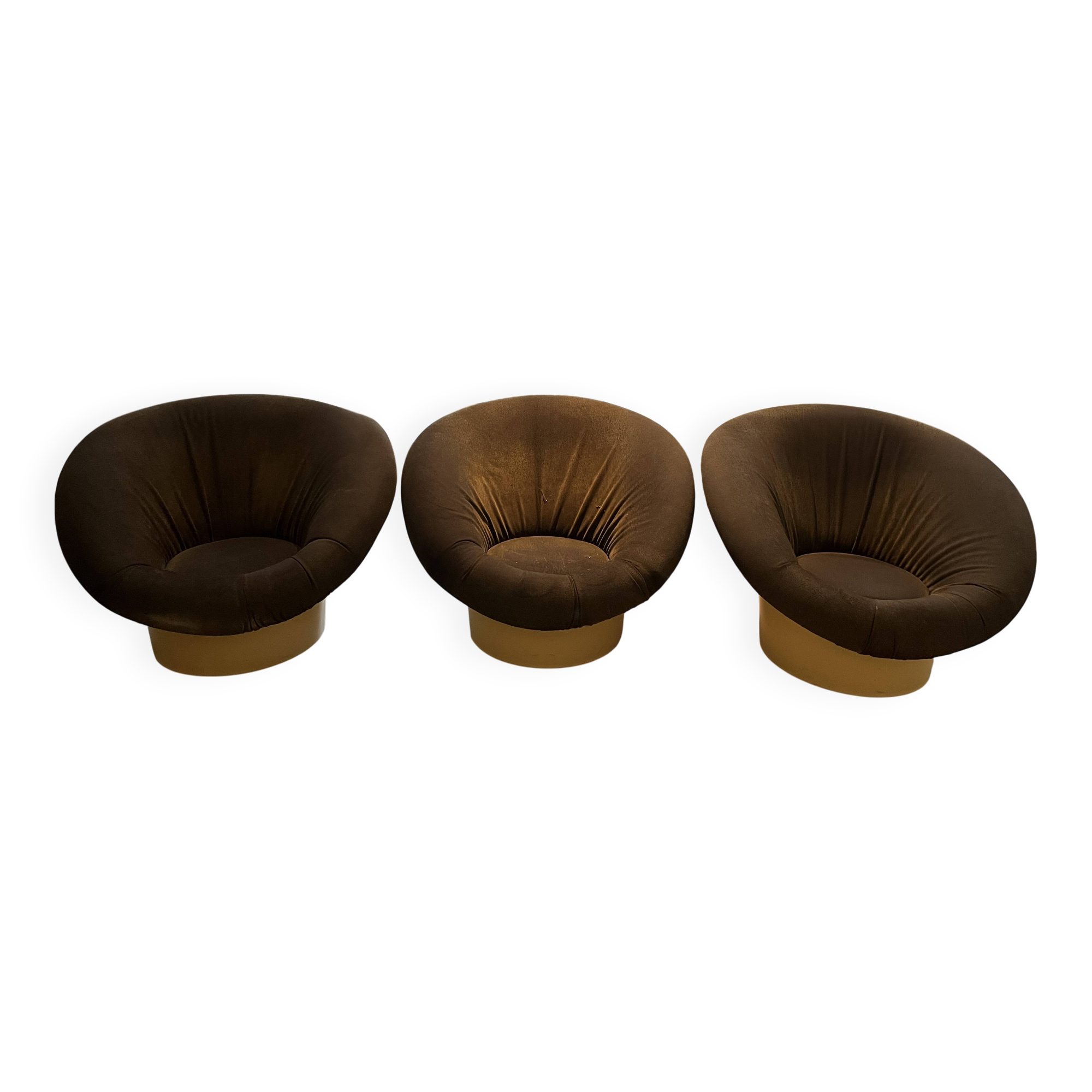 Set of 3 "Mushroom" Armchairs Space Age 1970
