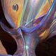 Iridescent glass paste vase signed JP Mateus 1995