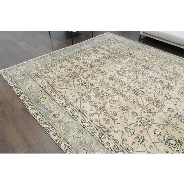 1970s Vintage Persian Handmade Wool Cotton Brown Area Rug 291x370