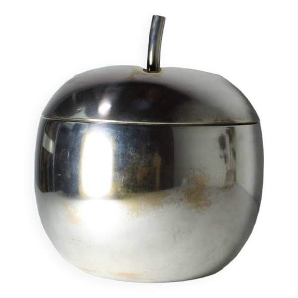Seau à glace tomate métal argenté vintage Italie 1960