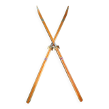 Pair of vintage wooden skis L=202cm