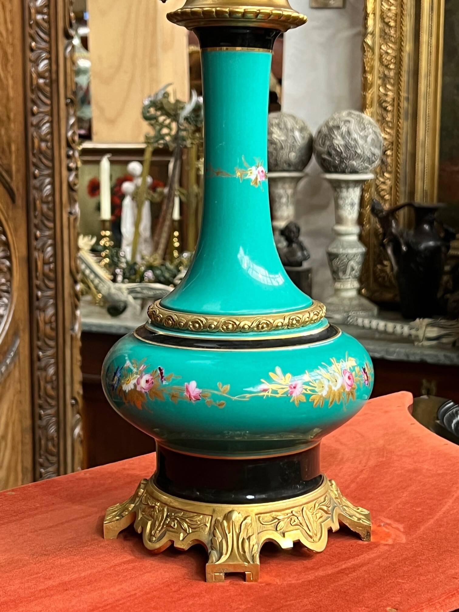 Lamp. Rare turquoise colour. Porcelain, gilded bronze.