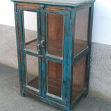 Vitrine en bois bleue